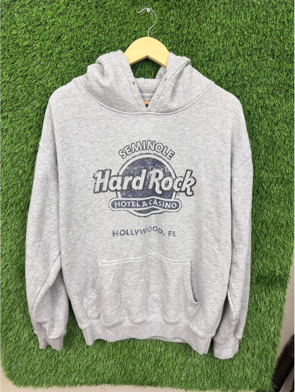 Hard Rock Hotel Seminole Hollywood Florida Distressed Logo Hoodie Gray XL